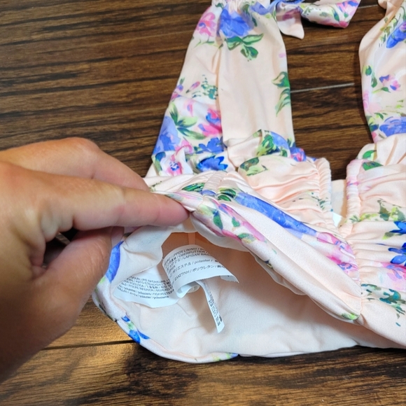 Zara NEW Halter Cropped Top Pink Purple Floral Pattern Zipper Side Size Small - Picture 6 of 15